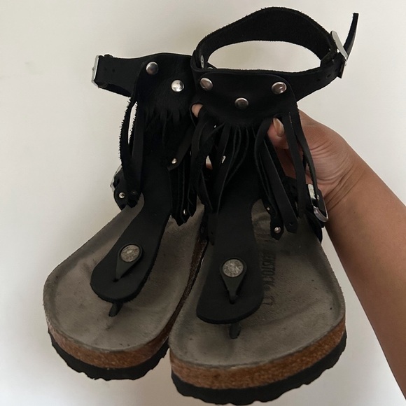 Birkenstock Leather high flower tassel sandals - Picture 3 of 9